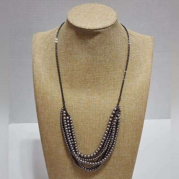 J.‎ CREW gunmetal faux pearl multi strand necklace new!!! - Picture 1 of 3